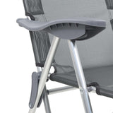 Folding Camping Chairs with Footrests 2 pcs Grey Textilene - Low Angle