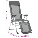 Folding Camping Chairs with Footrests 2 pcs Grey Textilene - Extra Image