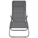 Folding Sun Loungers 2 pcs Grey Textilene and Powder-coated Steel - Top-Down View