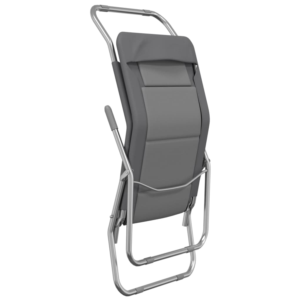 Folding Sun Loungers 2 pcs Grey Textilene and Powder-coated Steel
