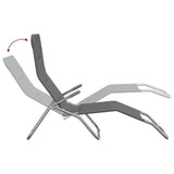 Folding Sun Loungers 2 pcs Grey Textilene and Powder-coated Steel - Low Angle