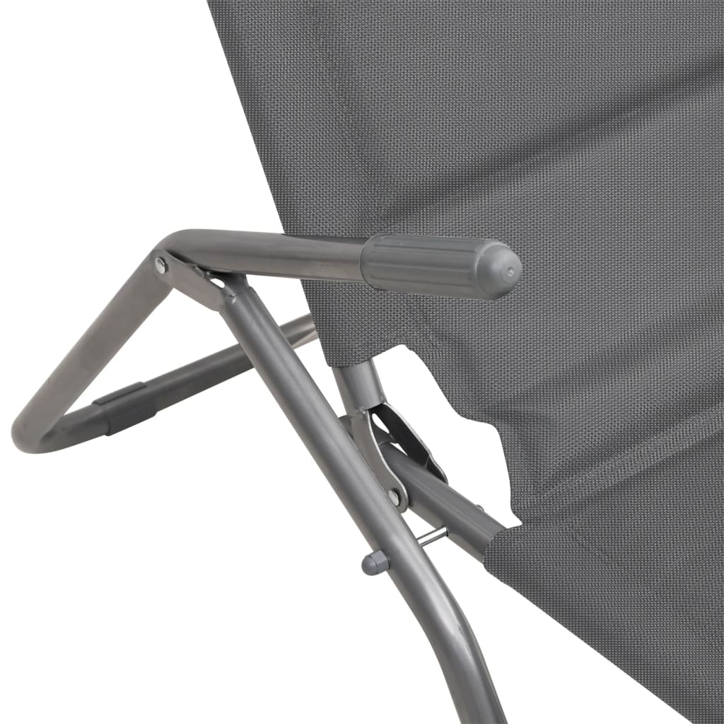 Folding Sun Loungers 2 pcs Grey Textilene and Powder-coated Steel