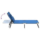 Folding Sun Lounger Blue Oxford Fabric and Powder-coated Steel - Rear View