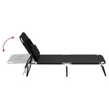 Folding Sun Lounger Black Oxford Fabric and Powder-coated Steel