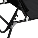 Folding Sun Lounger Black Oxford Fabric and Powder-coated Steel