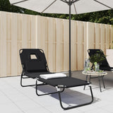Folding Sun Lounger Black Oxford Fabric and Powder-coated Steel