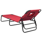 Folding Sun Lounger Red Oxford Fabric and Powder-coated Steel
