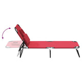 Folding Sun Lounger Red Oxford Fabric and Powder-coated Steel