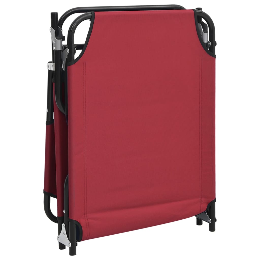 Folding Sun Lounger Red Oxford Fabric and Powder-coated Steel