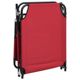 Folding Sun Lounger Red Oxford Fabric and Powder-coated Steel