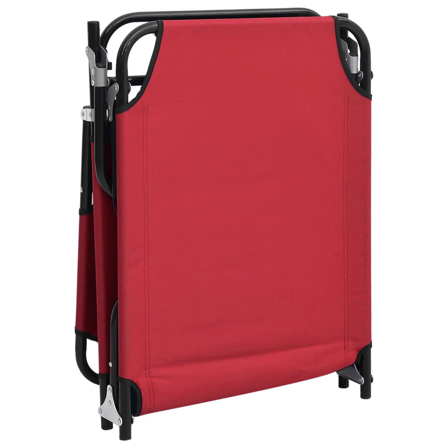 Folding Sun Lounger Red Oxford Fabric and Powder-coated Steel