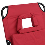 Folding Sun Lounger Red Oxford Fabric and Powder-coated Steel