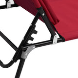 Folding Sun Lounger Red Oxford Fabric and Powder-coated Steel
