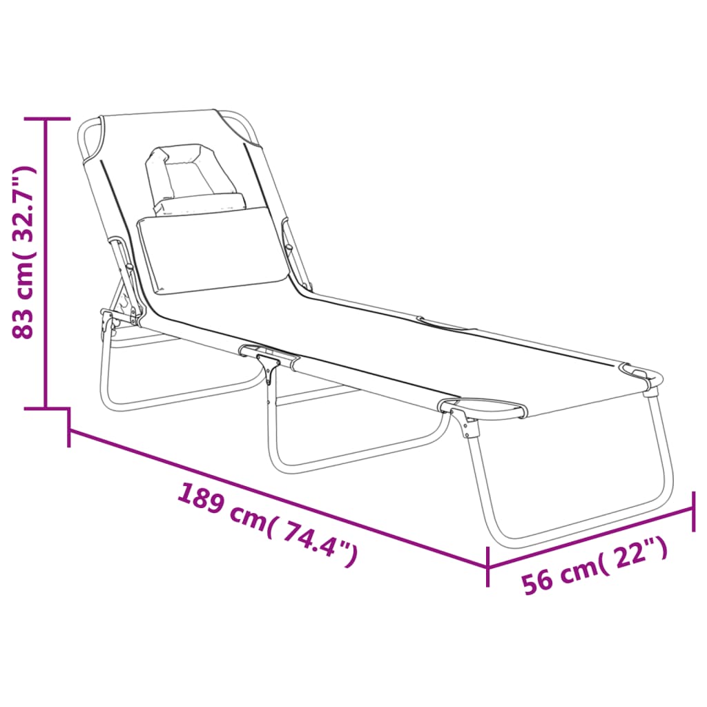 Folding Sun Lounger Red Oxford Fabric and Powder-coated Steel