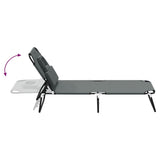 Folding Sun Lounger Grey Oxford Fabric and Powder-coated Steel - Rear View