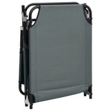 Folding Sun Lounger Grey Oxford Fabric and Powder-coated Steel - Close-Up Angle