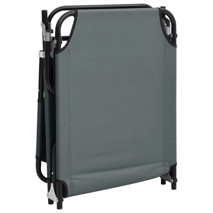 Folding Sun Lounger Grey Oxford Fabric and Powder-coated Steel