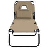 Folding Sun Lounger Taupe Oxford Fabric and Powder-coated Steel