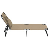 Folding Sun Lounger Taupe Oxford Fabric and Powder-coated Steel