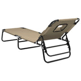 Folding Sun Lounger Taupe Oxford Fabric and Powder-coated Steel