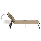 Folding Sun Lounger Taupe Oxford Fabric and Powder-coated Steel