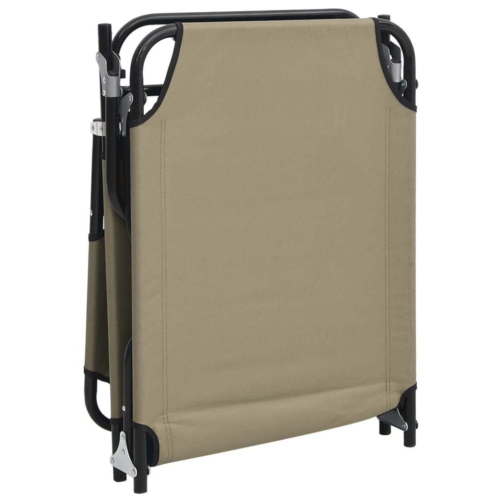Folding Sun Lounger Taupe Oxford Fabric and Powder-coated Steel