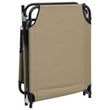 Folding Sun Lounger Taupe Oxford Fabric and Powder-coated Steel