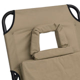 Folding Sun Lounger Taupe Oxford Fabric and Powder-coated Steel