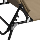 Folding Sun Lounger Taupe Oxford Fabric and Powder-coated Steel - Extra Image