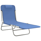 Folding Sun Loungers 2 pcs Blue Textilene and Steel - Side View