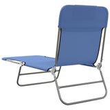 Folding Sun Loungers 2 pcs Blue Textilene and Steel - Rear View