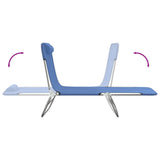 Folding Sun Loungers 2 pcs Blue Textilene and Steel - Close-Up Angle