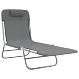 Folding Sun Loungers 2 pcs Grey Textilene and Steel