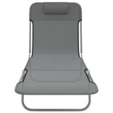 Folding Sun Loungers 2 pcs Grey Textilene and Steel - Top-Down View