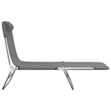 Folding Sun Loungers 2 pcs Grey Textilene and Steel