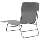 Folding Sun Loungers 2 pcs Grey Textilene and Steel - Rear View