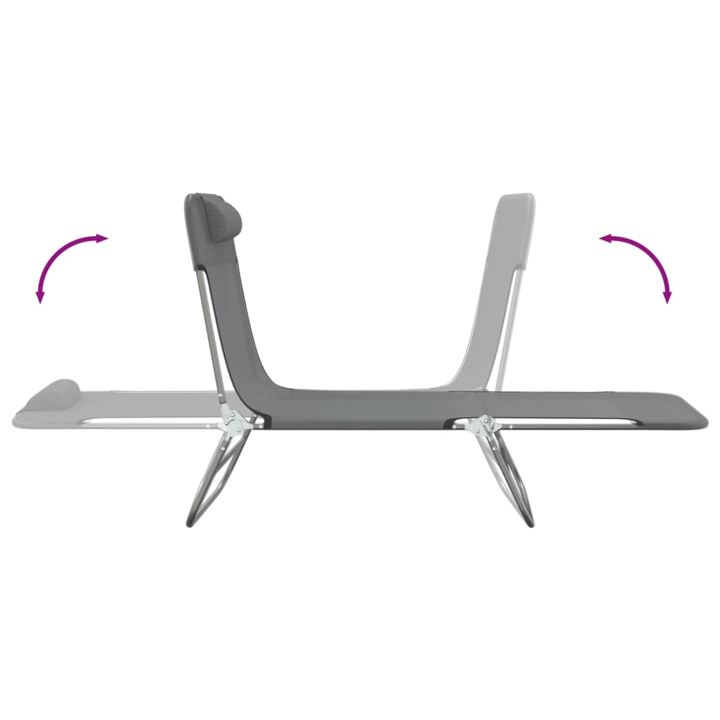 Folding Sun Loungers 2 pcs Grey Textilene and Steel