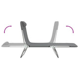Folding Sun Loungers 2 pcs Grey Textilene and Steel - Close-Up Angle
