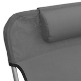 Folding Sun Loungers 2 pcs Grey Textilene and Steel - Extra Image