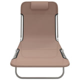 Folding Sun Loungers 2 pcs Brown Textilene and Steel - Top-Down View