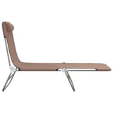 Folding Sun Loungers 2 pcs Brown Textilene and Steel