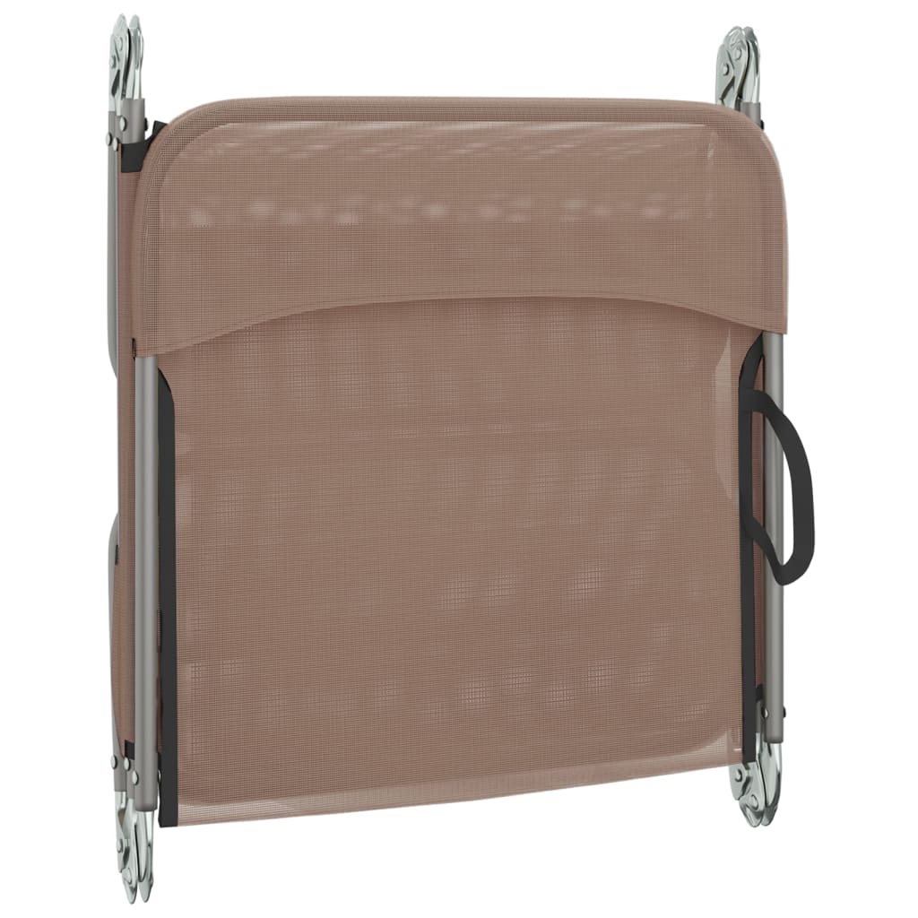 Folding Sun Loungers 2 pcs Brown Textilene and Steel