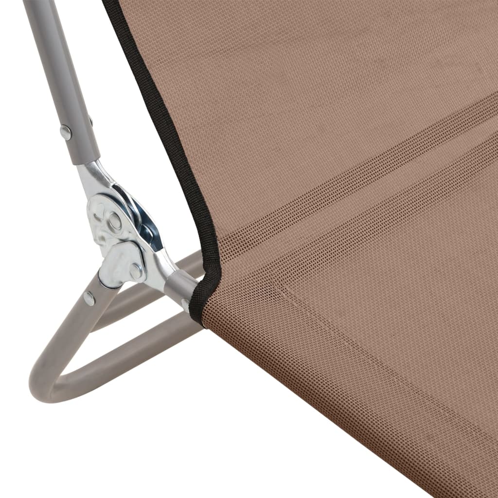 Folding Sun Loungers 2 pcs Brown Textilene and Steel