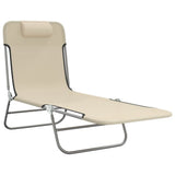 Folding Sun Loungers 2 pcs Cream Textilene and Steel