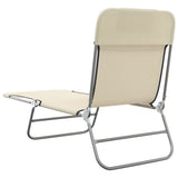 Folding Sun Loungers 2 pcs Cream Textilene and Steel