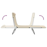 Folding Sun Loungers 2 pcs Cream Textilene and Steel - Close-Up Angle