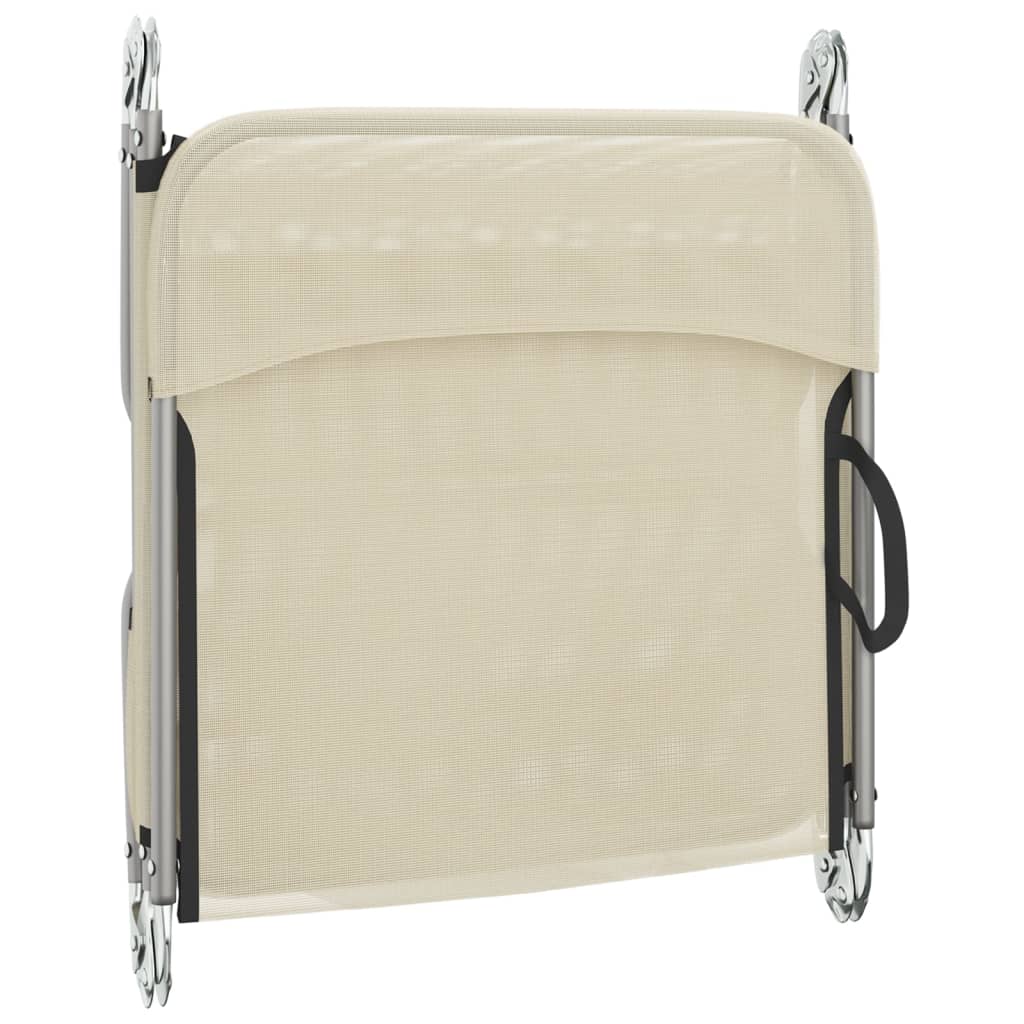 Folding Sun Loungers 2 pcs Cream Textilene and Steel