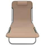 Folding Sun Loungers 2 pcs Taupe Textilene and Steel - Top-Down View
