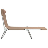 Folding Sun Loungers 2 pcs Taupe Textilene and Steel - 45-Degree Angle