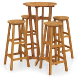 5 Piece Garden Bar Set Solid Wood Acacia - Front View